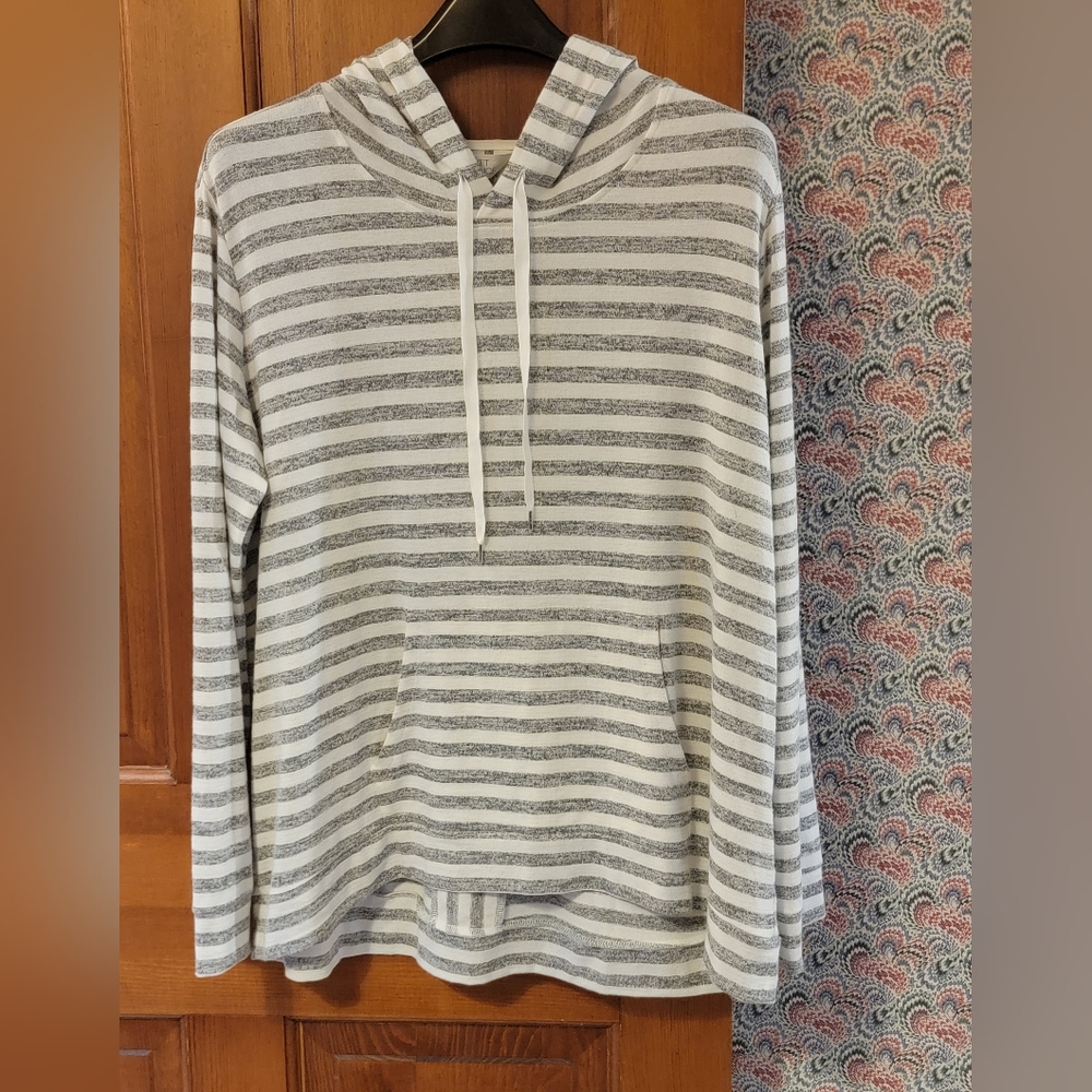 Market & Spruce XXL Grey White Striped Hoodie Pullover Sweater Stitch Fix